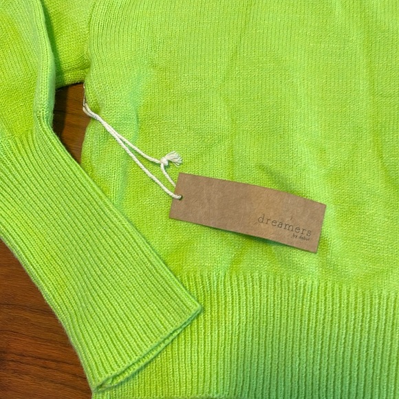 NWT Dreamers Green Knit Cropped Crewneck Sweater Top - Picture 9 of 9